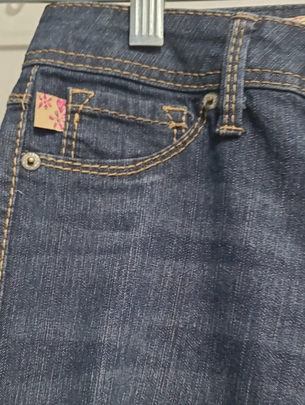 Domaine Girls Flared Jeans in Dark Blue Mid Rise Confort Stretch  Zippec Sz 10